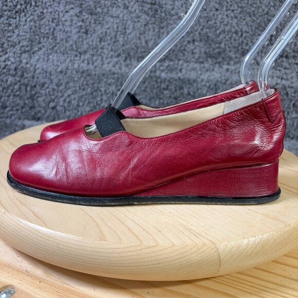 Taryn Rose Wedge Heel Shoe Womens Size 6.5 Red Leather Orthopedic Made in Italy - Picture 1 of 10